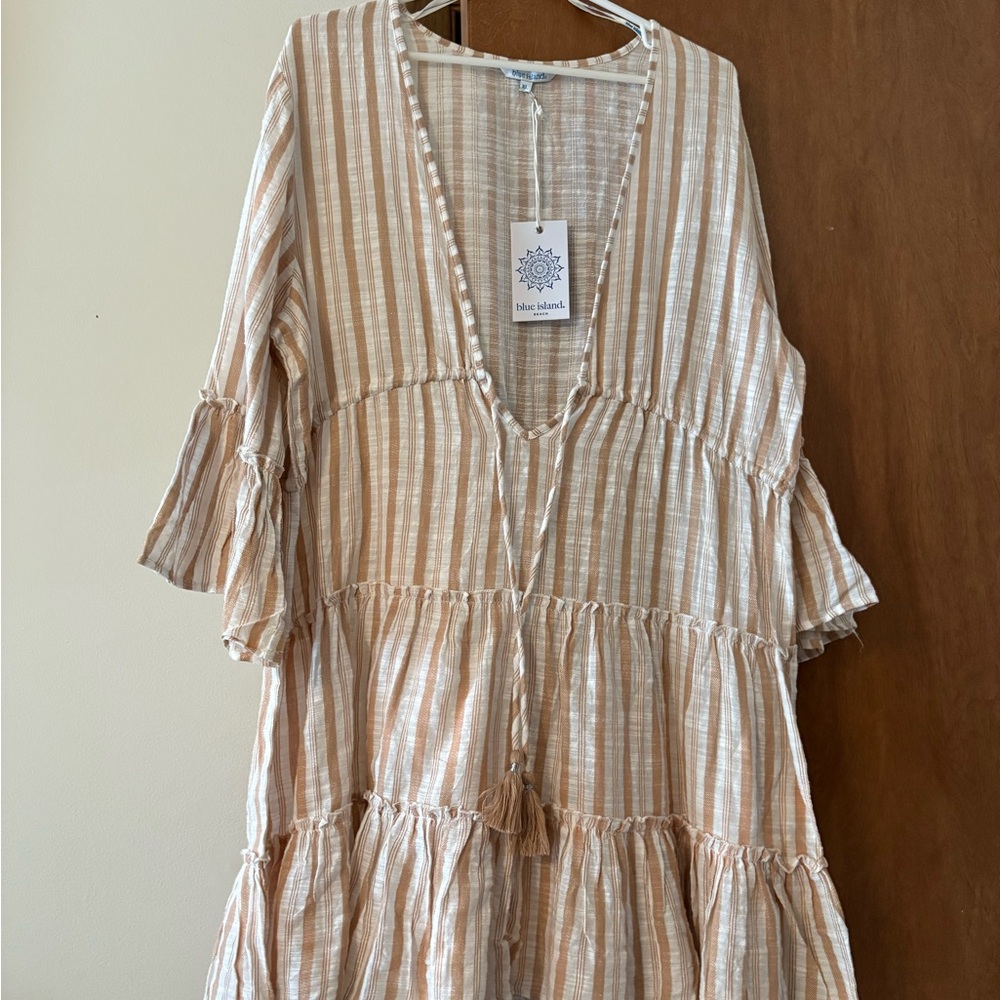 Striped V-Neck Dress/ Coverup